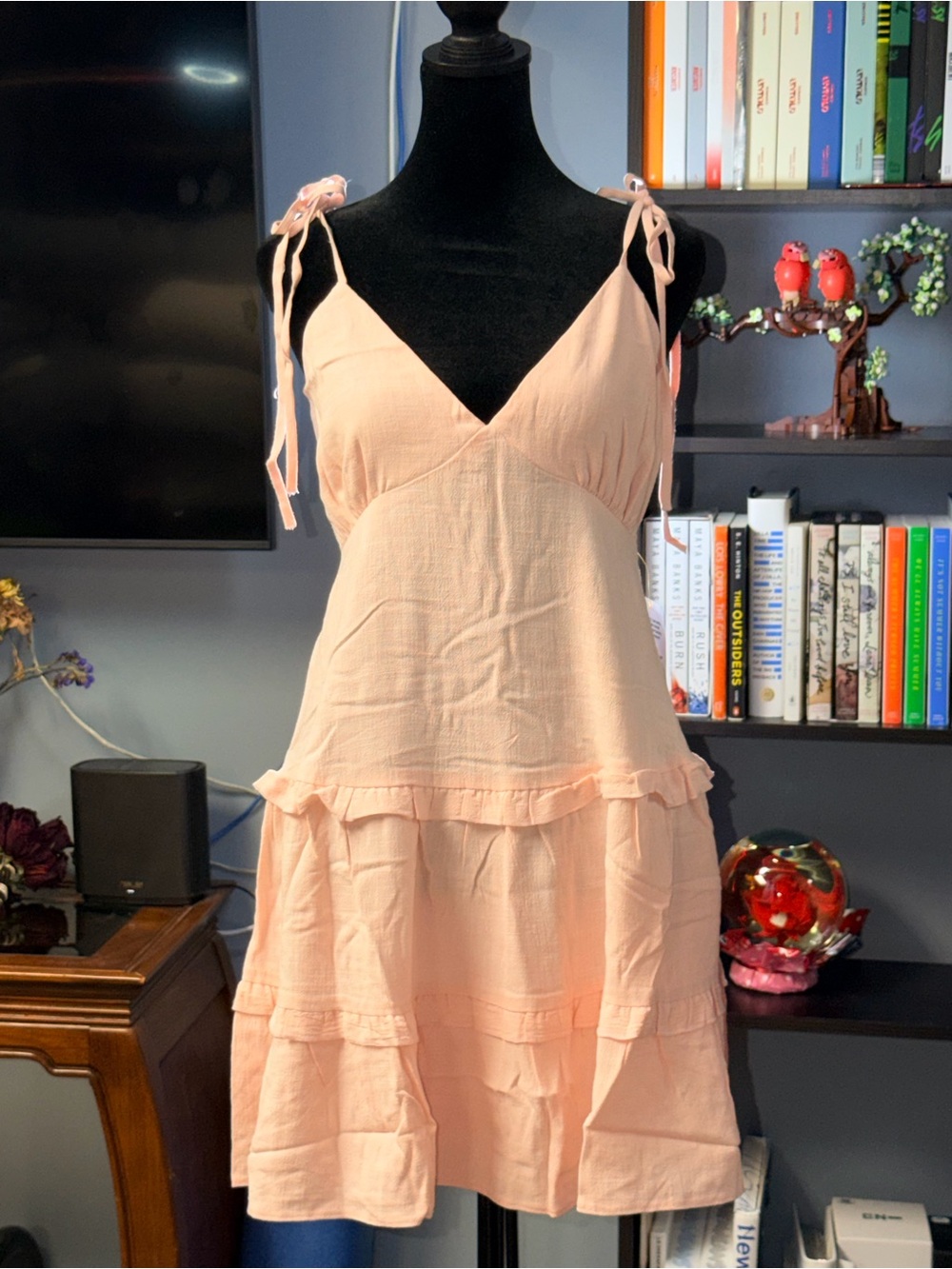 Miss Selfridge Blush Pink Tie-Shoulder Mini Dress
